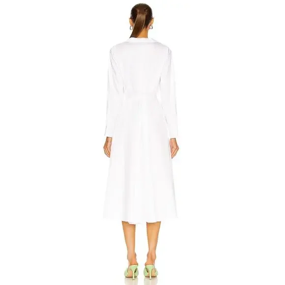 Norma Kamali Boyfriend Shirt A Line Dress To Midcalf Long Sleeve White Size S/36